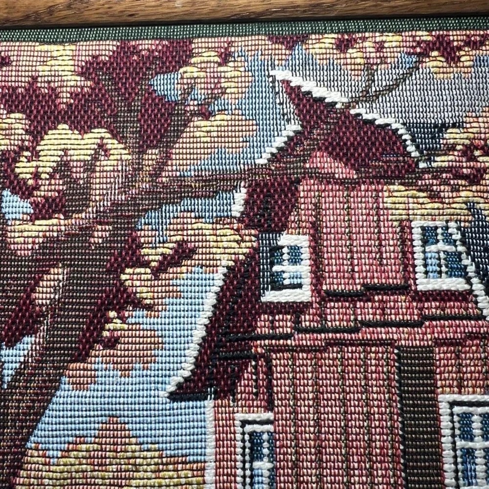 Vintage Harvest Woven Tapestry Framed Farm‎ Barn Autumn Fall Decor CottageCore